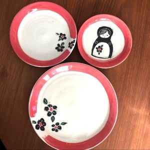 Set of three handmade pottery plates
